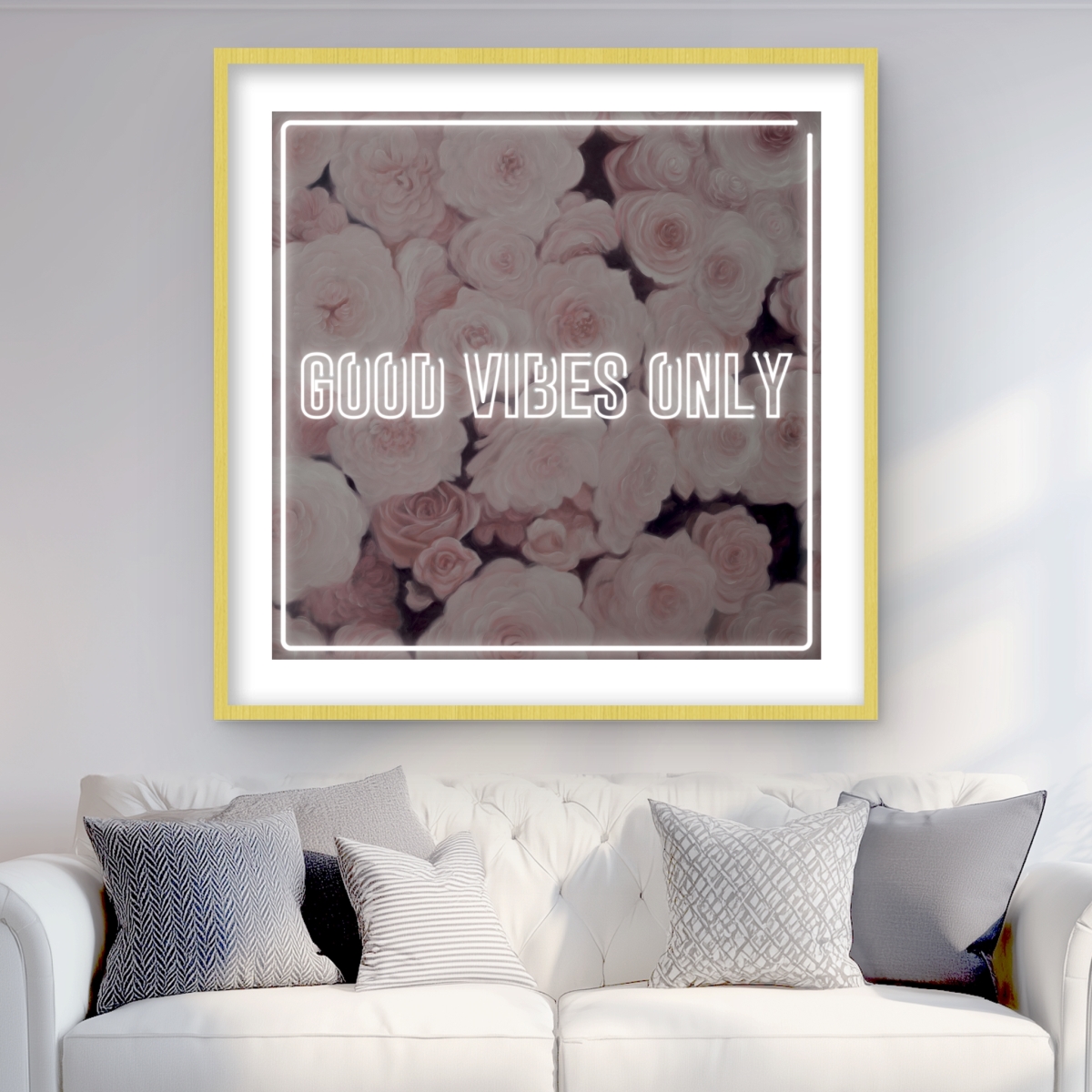 C1FM3636ZLDNIU 36 x 36 in. Good Vibes Only - Roses Framed Print for Bedroom Decor