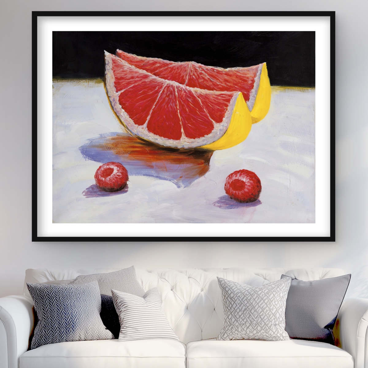 C1FM3648T395SJ 36 x 48 in. Grapefruit Slices - Food Kitchen Framed Matted Print Decor