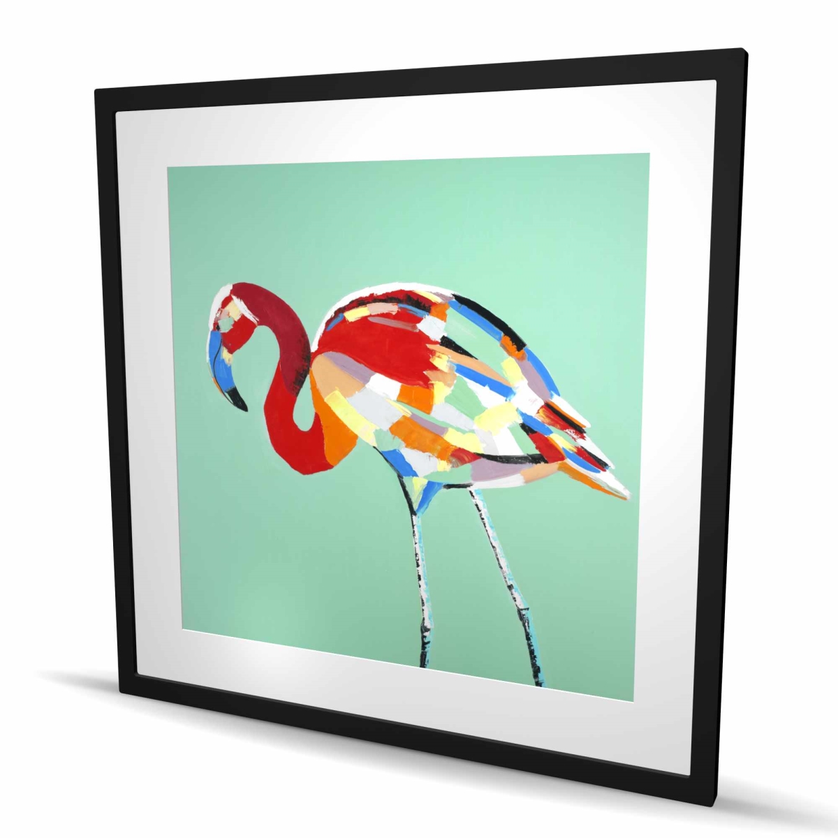 C1FM3636MFZTE2 36 x 36 in. Multicolored Flamingo - Neo Mint Framed Matted Print Decor