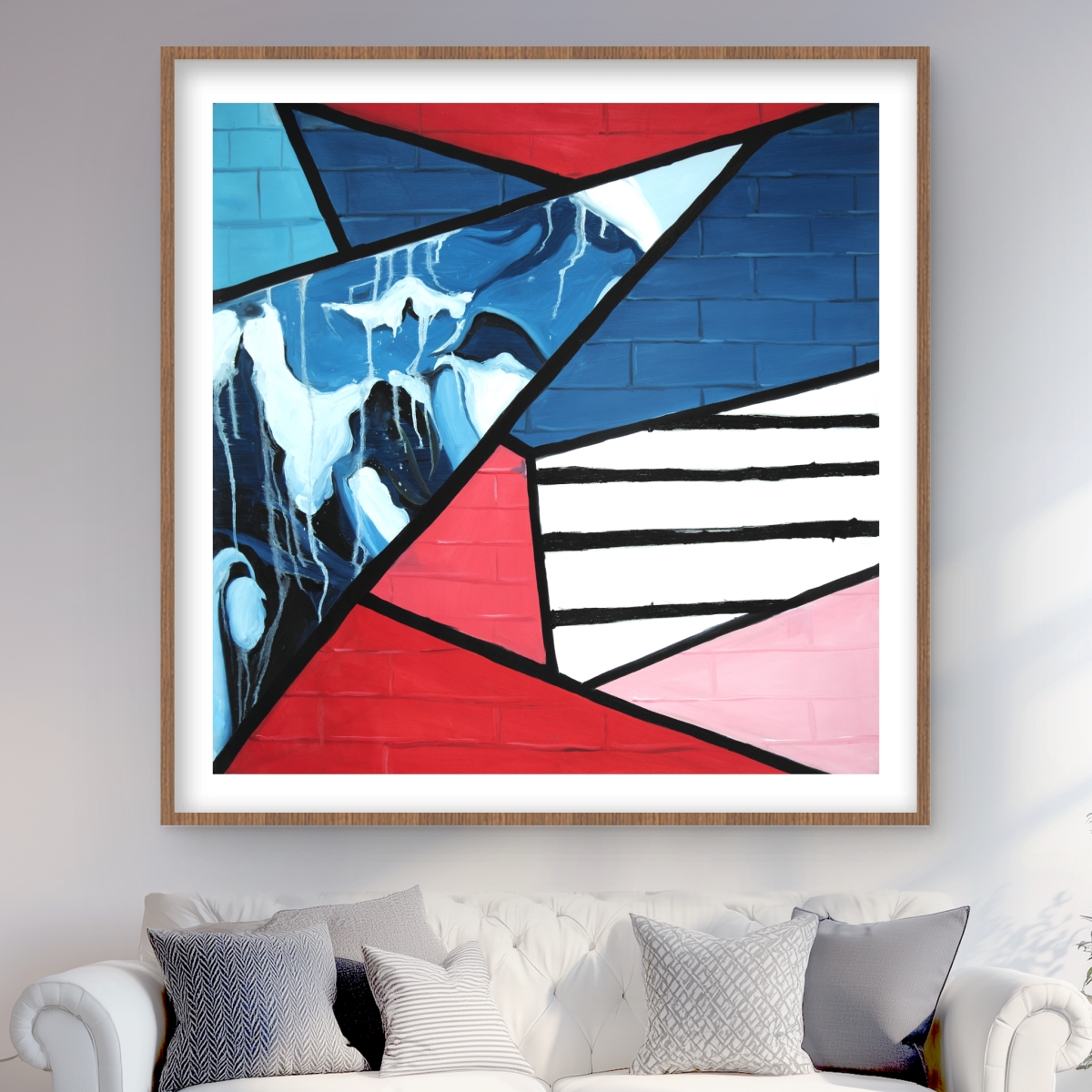 C1FM4848HMUTTK 48 x 48 in. Diagonal Unity - Framed Matted Print for Office Decor