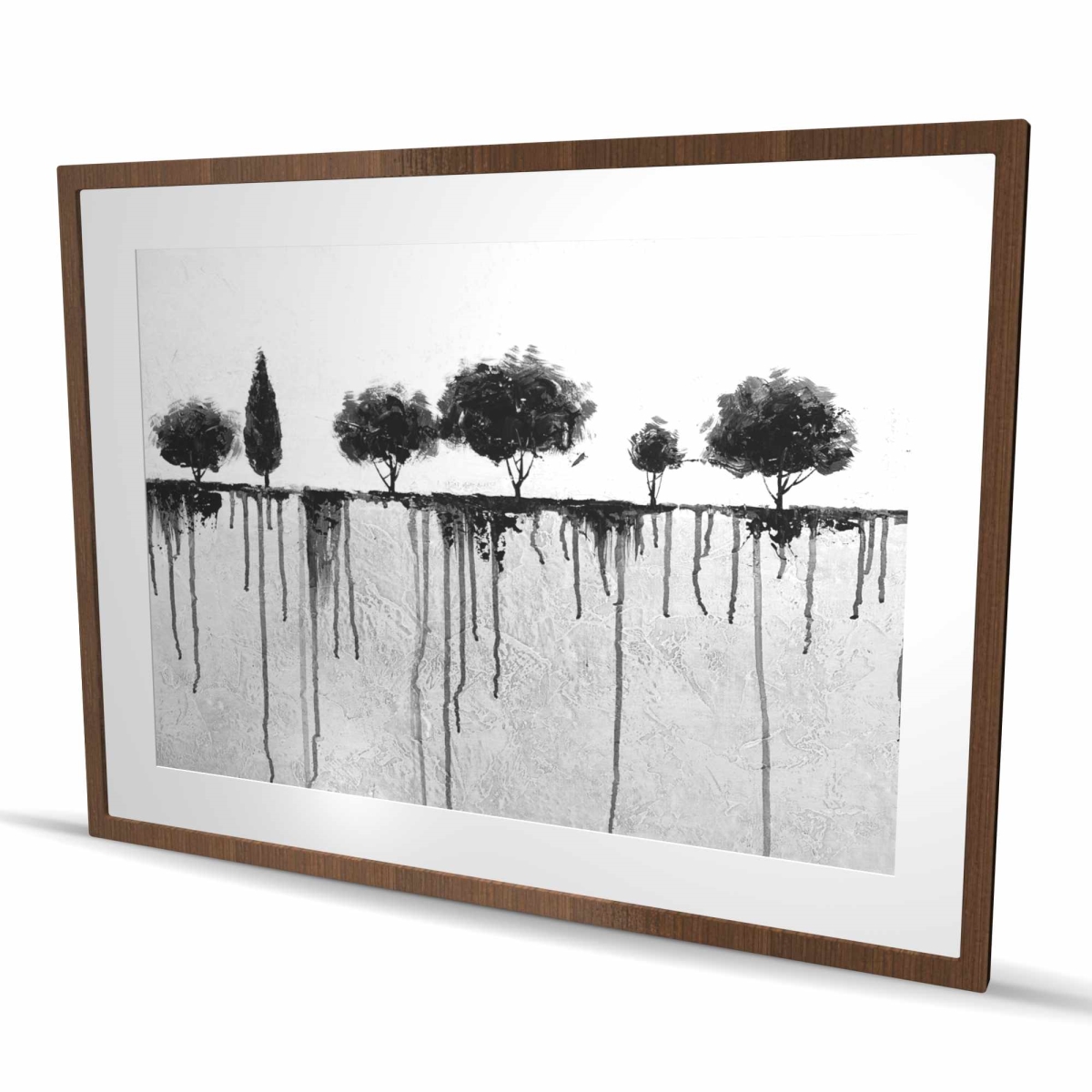 C1FM3648VTFM5J 36 x 48 in. Ink Bleeding Trees - Black Modern Framed Matted Print Decor