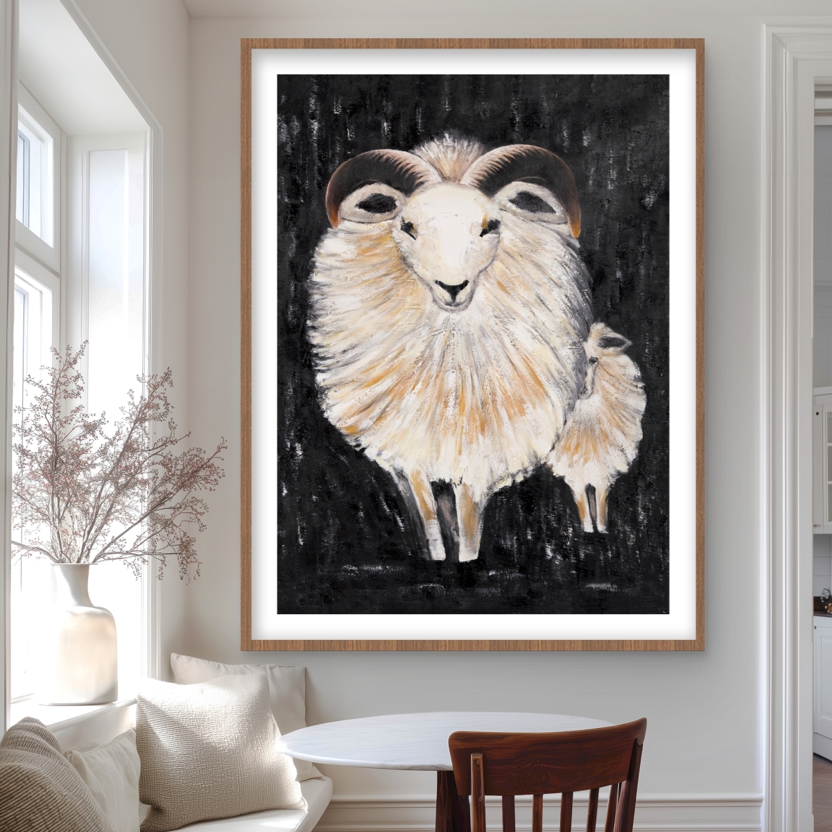 C1FM3648WVLMAX 36 x 48 in. Two Bushy Ram - Framed Matted Print for Home Decor
