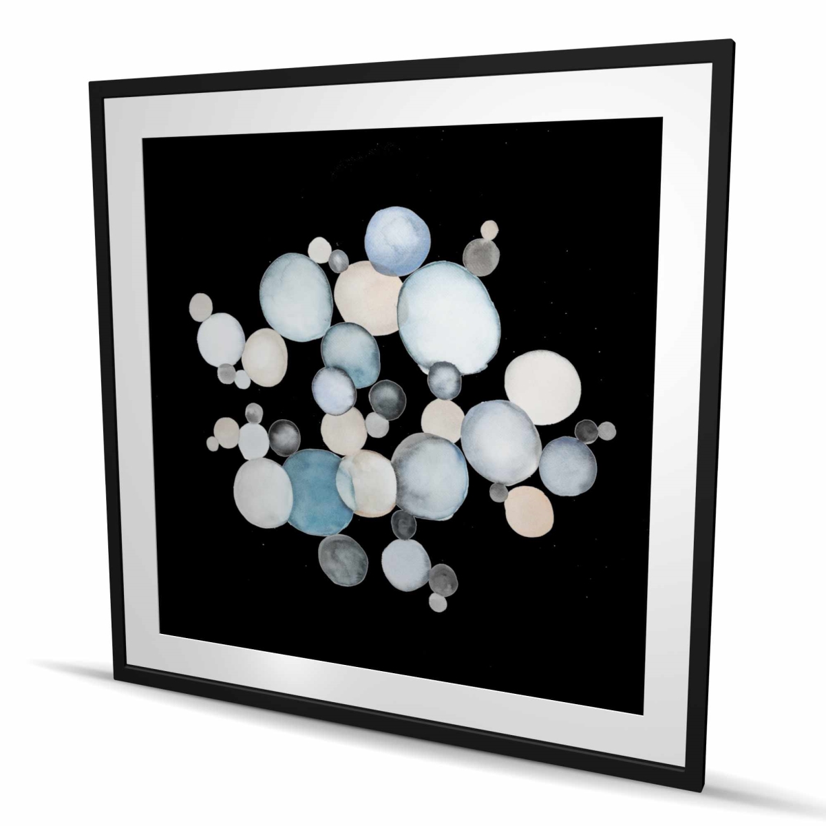 C1FM4848LRRIPC 48 x 48 in. Round Pebbles - Abstract Framed Matted Print for Home Decor