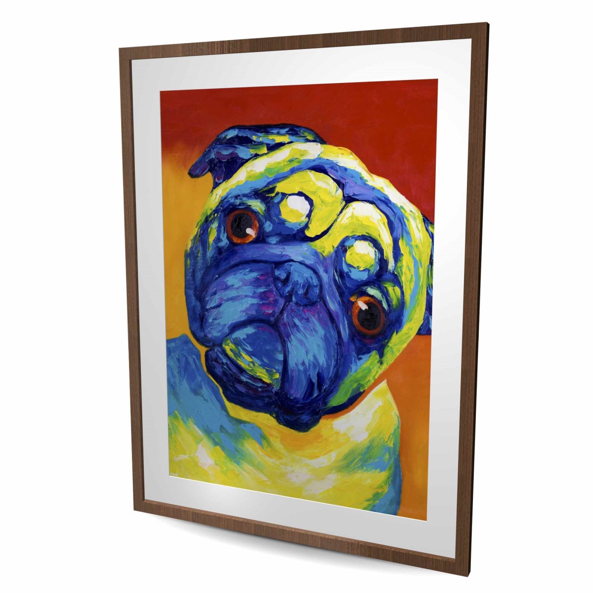 C1FM3648HEF2NR 36 x 48 in. Curious Pug - Orange Framed Matted Print for Home Decor