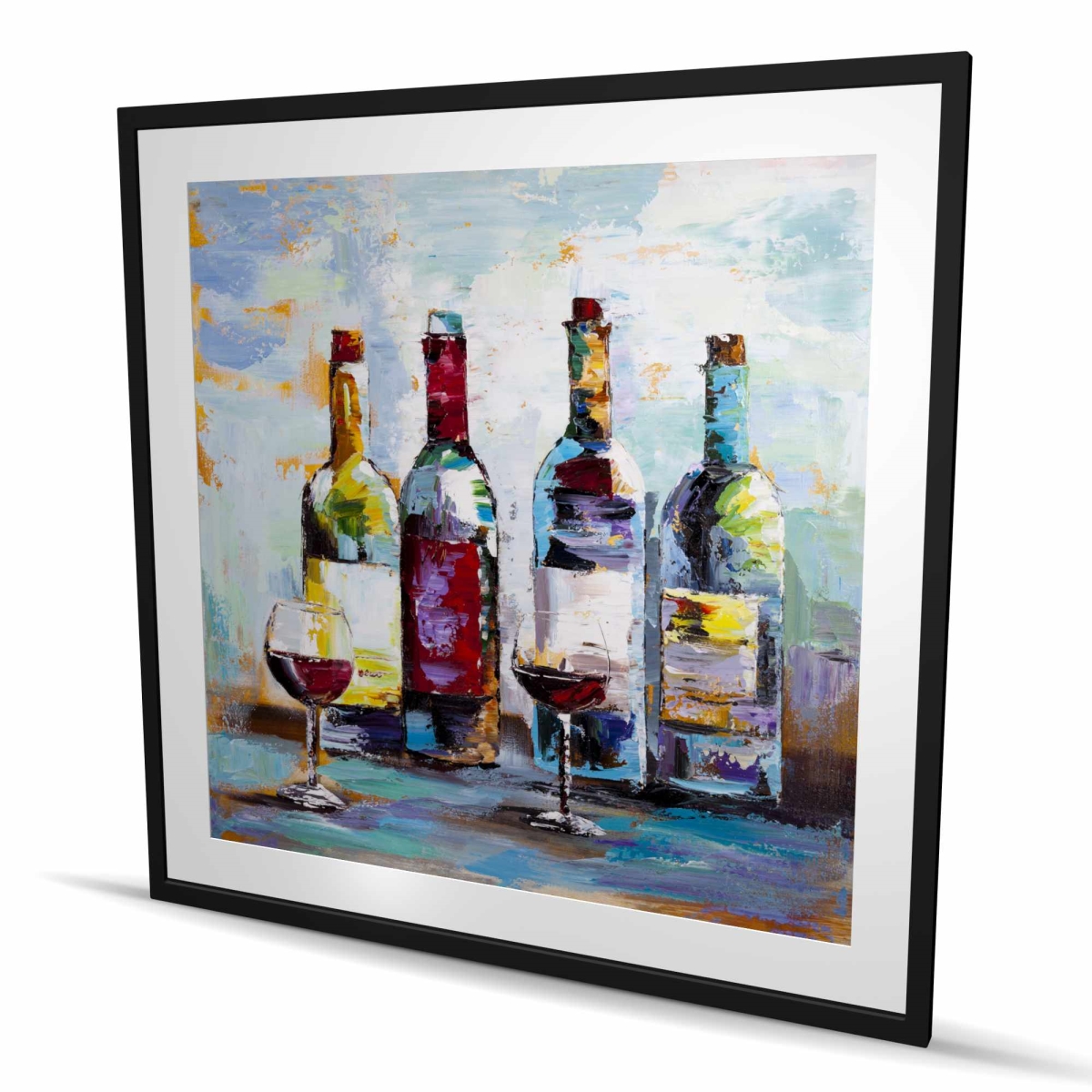 C1FM48487RN024 48 x 48 in. Wine Tasting - Holidays Blue Framed Matted Print for Decor
