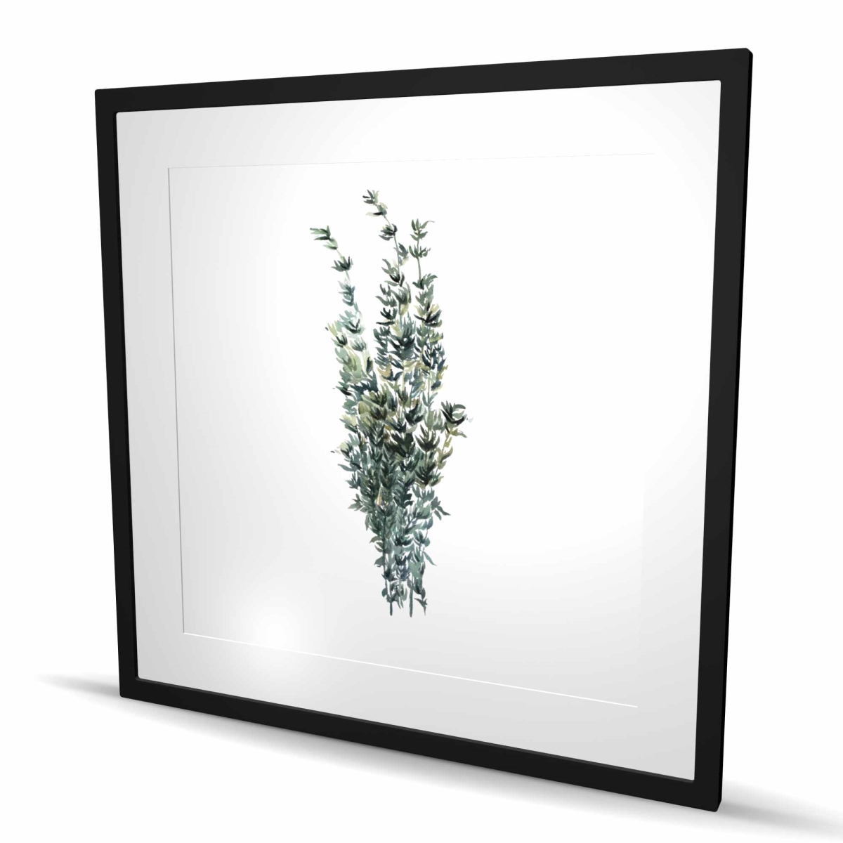 C1FM3636MX96PD 36 x 36 in. Thyme Leaves Bundle - Kitchen White Framed Matted Print