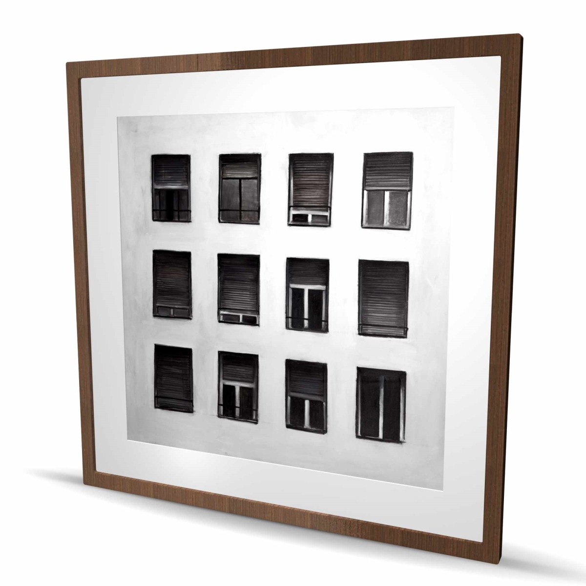 C1FM3636NFOXU6 36 x 36 in. Windows - Office Building Framed Matted Print for Home Decor