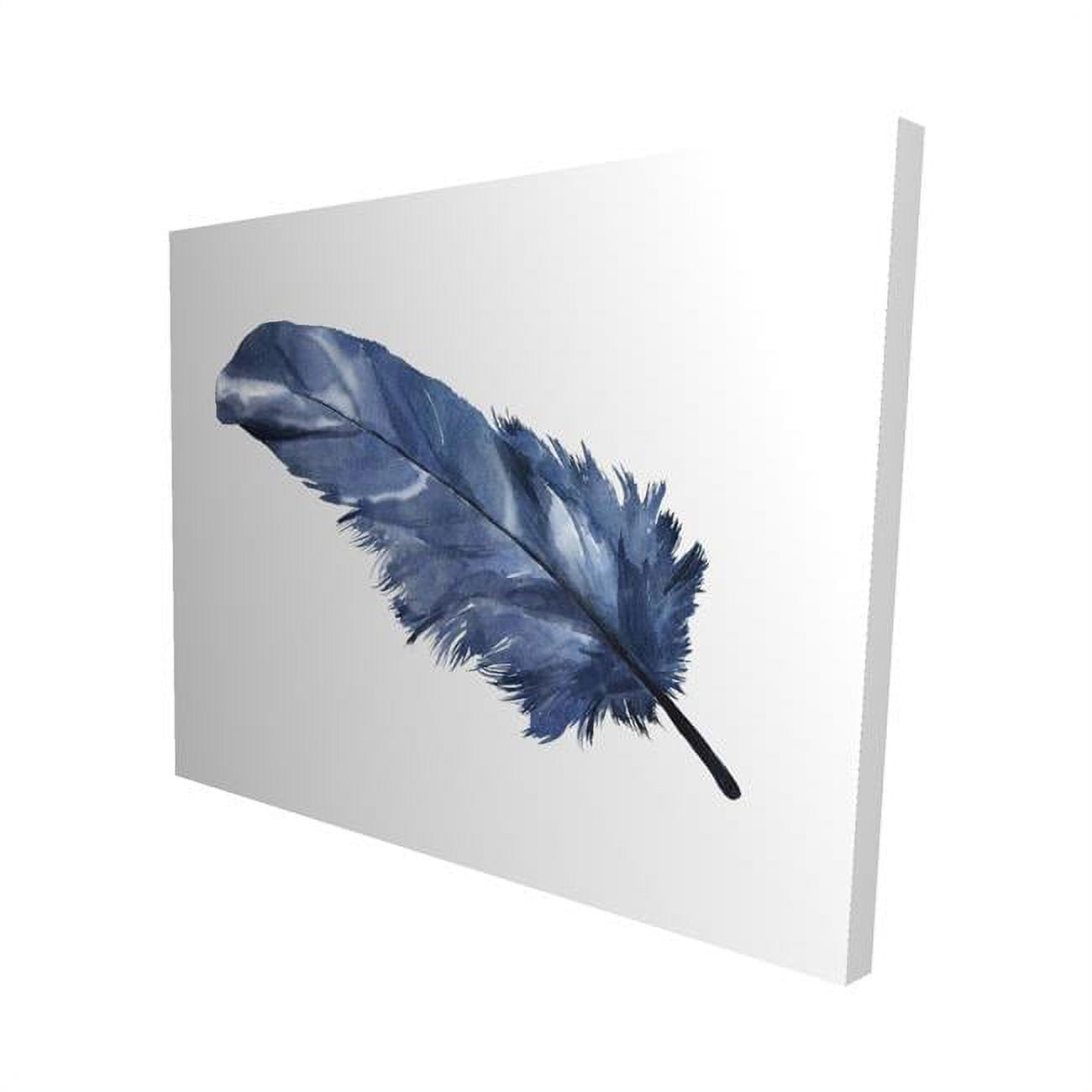 16 x 20 in. Blue Feather-Print on Canvas