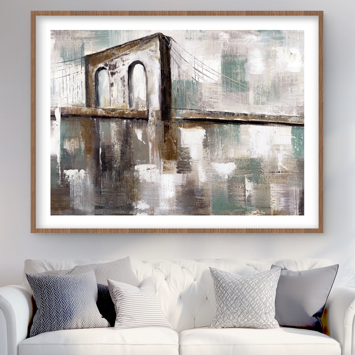 C1FM3648TBQAWS 36 x 48 in. Abstract Paint Spotted Bridge - Bridge Cities Framed Print