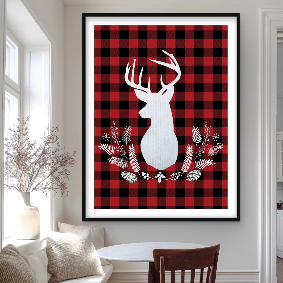 C1FM3648RFBGSO 36 x 48 in. Deer Plaid - Farmhouse Pattern Framed Matted Print for Decor