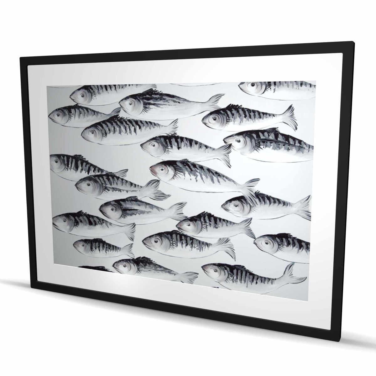 C1FM36489XY62V 36 x 48 in. Gray School of Fish - Monochrome Framed Print for Home Decor
