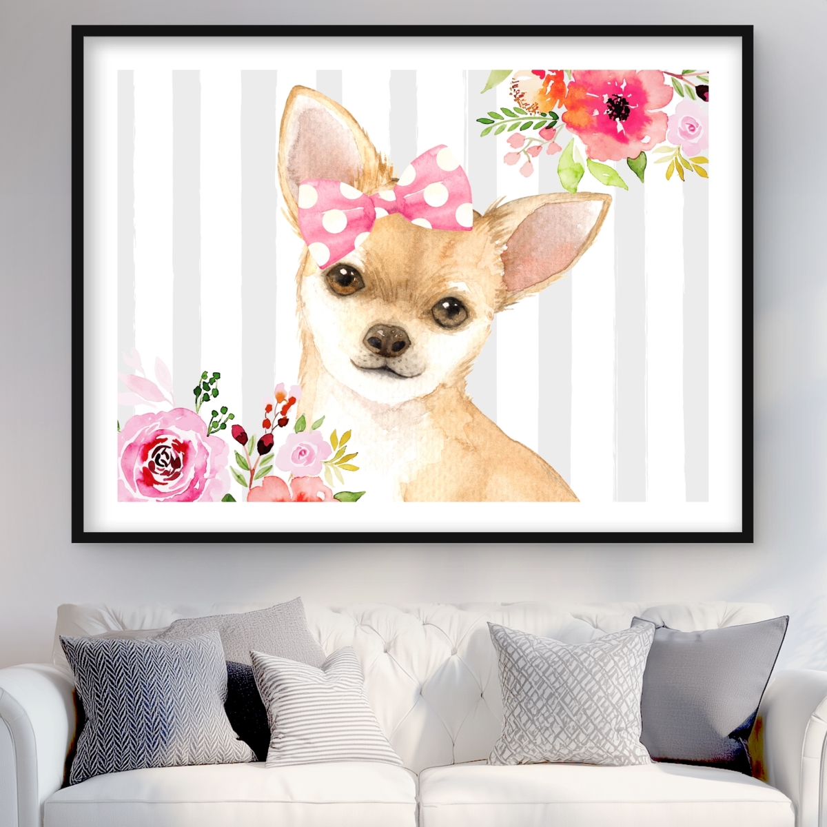 C1FM3648J849IP 36 x 48 in. Chihuahua Dog Framed Matted Print - Bedroom Home Decor