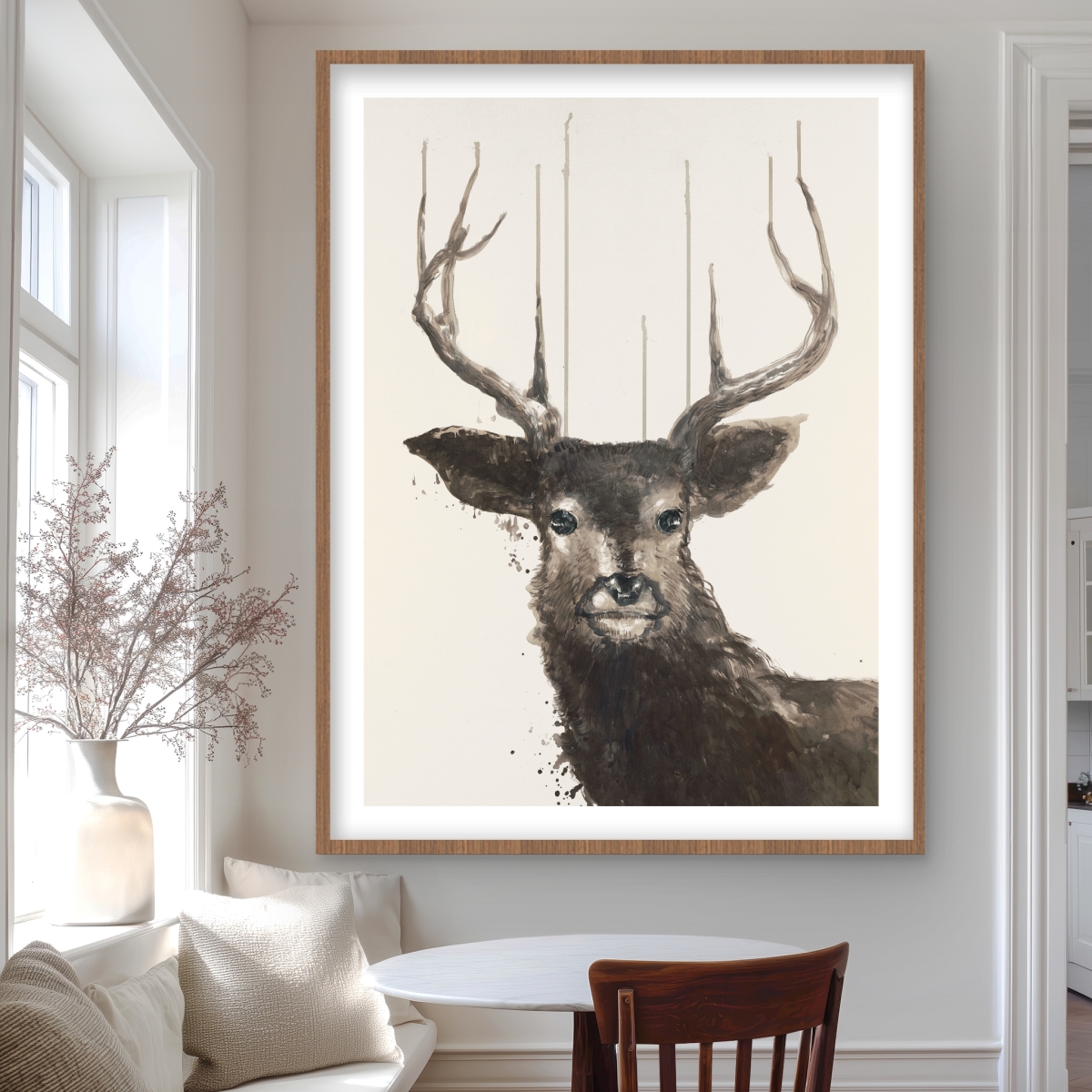 C1FM3648JJD3VR 36 x 48 in. Abstract Deer - Rustic Framed Matted Print for Home Decor