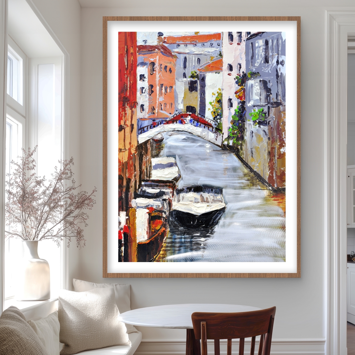 C1FM3648WT65CO 36 x 48 in. Venetian Landscape - Orange Bridge Framed Matted Print Decor
