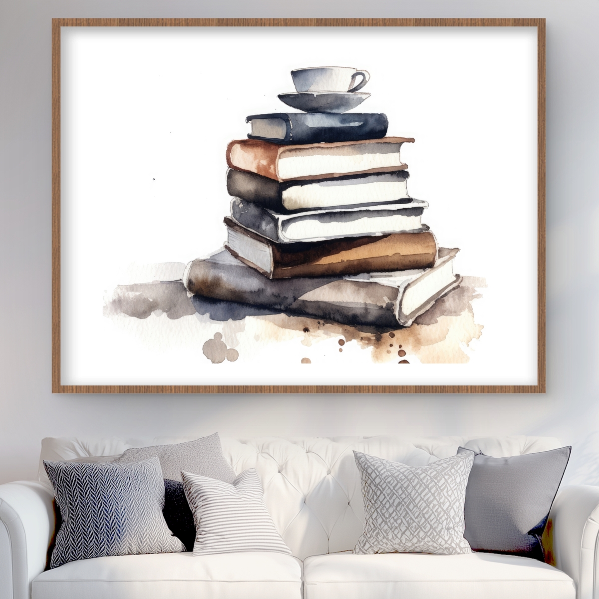 C1FM3648UQHLNG 36 x 48 in. Caffeinated Books - Abstract Gray Framed Matted Print Decor