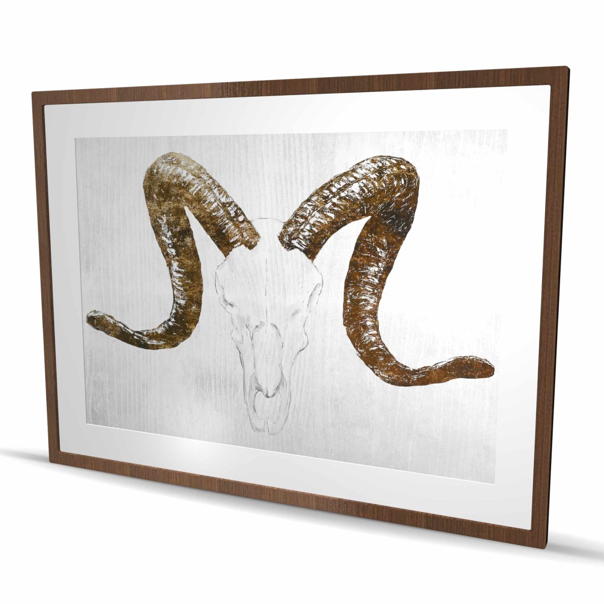 C1FM364830QUIW 36 x 48 in. Aeries Skull with Brown Horns - Rustic Office Framed Print