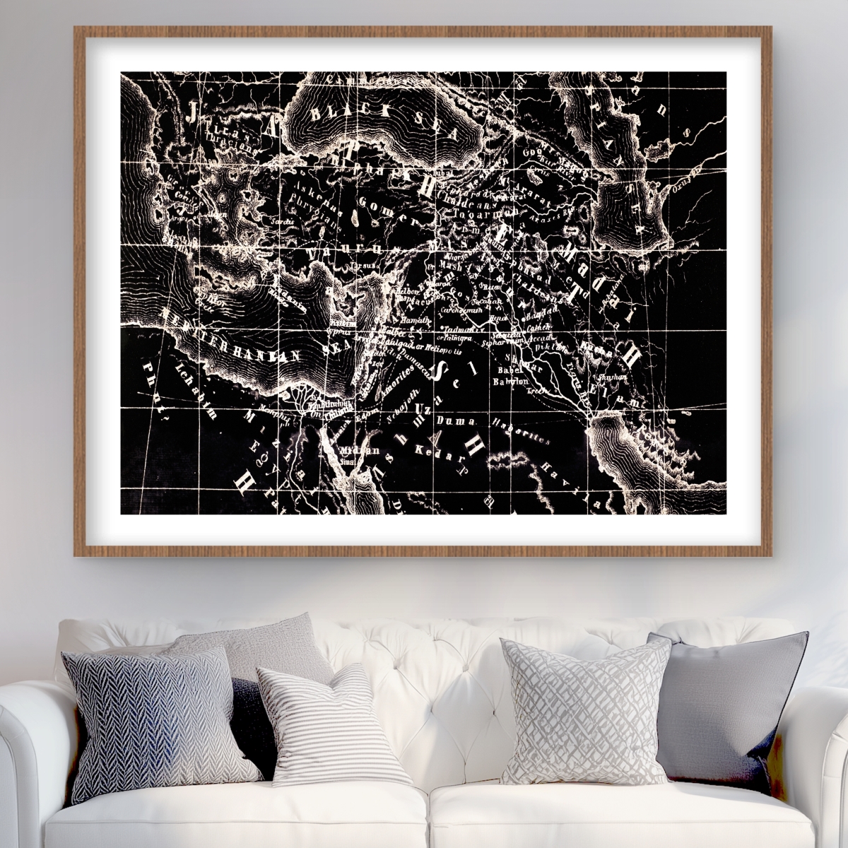 C1FM36483PMW7G 36 x 48 in. Old Maritime Maps - Framed Matted Print for Home Decor