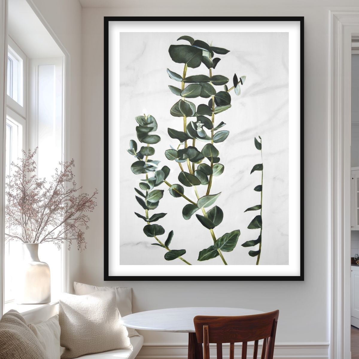 C1FM3648TSCC7E 36 x 48 in. Eucalyptus Stems Framed Matted Print - Green Leaves Decor