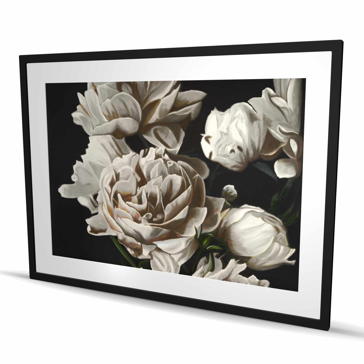 C1FM36482OEG8F 36 x 48 in. Beige Peonies - Floral Romantic Framed Print for Home Decor