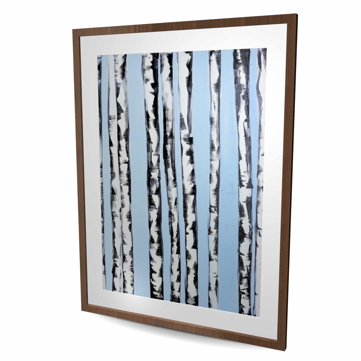 C1FM36482SIPPJ 36 x 48 in. Birches on A Blue Background - Framed Matted Print for Decor