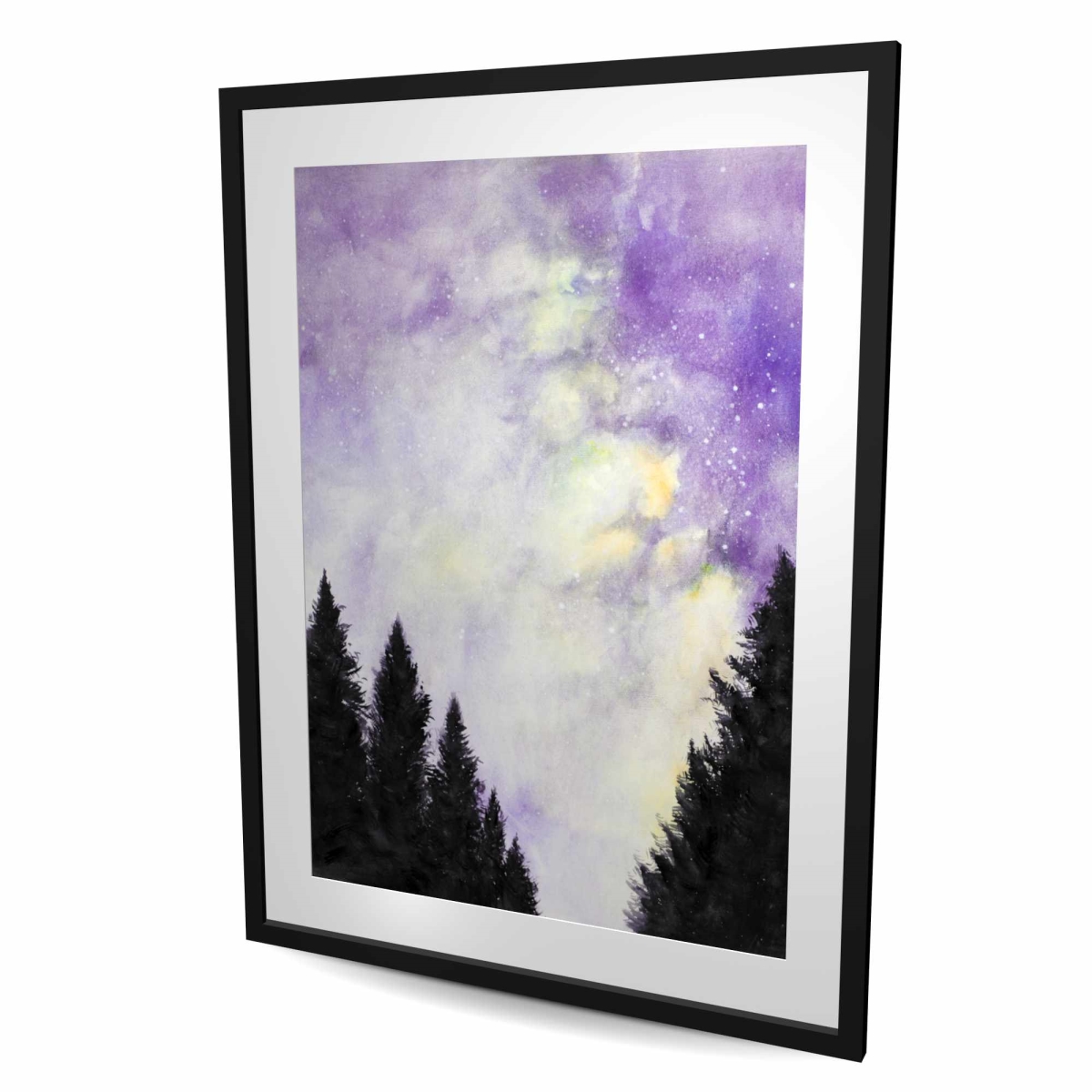 C1FM3648SSHQAH 36 x 48 in. Purple Starry Sky - Framed Matted Print for Home Decor