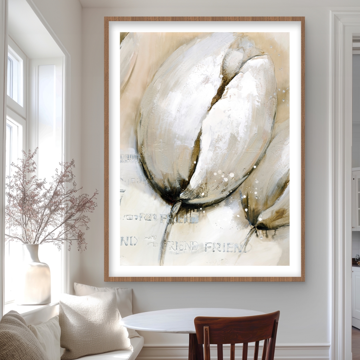 C1FM3648ZKTOPO 36 x 48 in. Tulips with Typography - Framed Matted Print for Home Decor