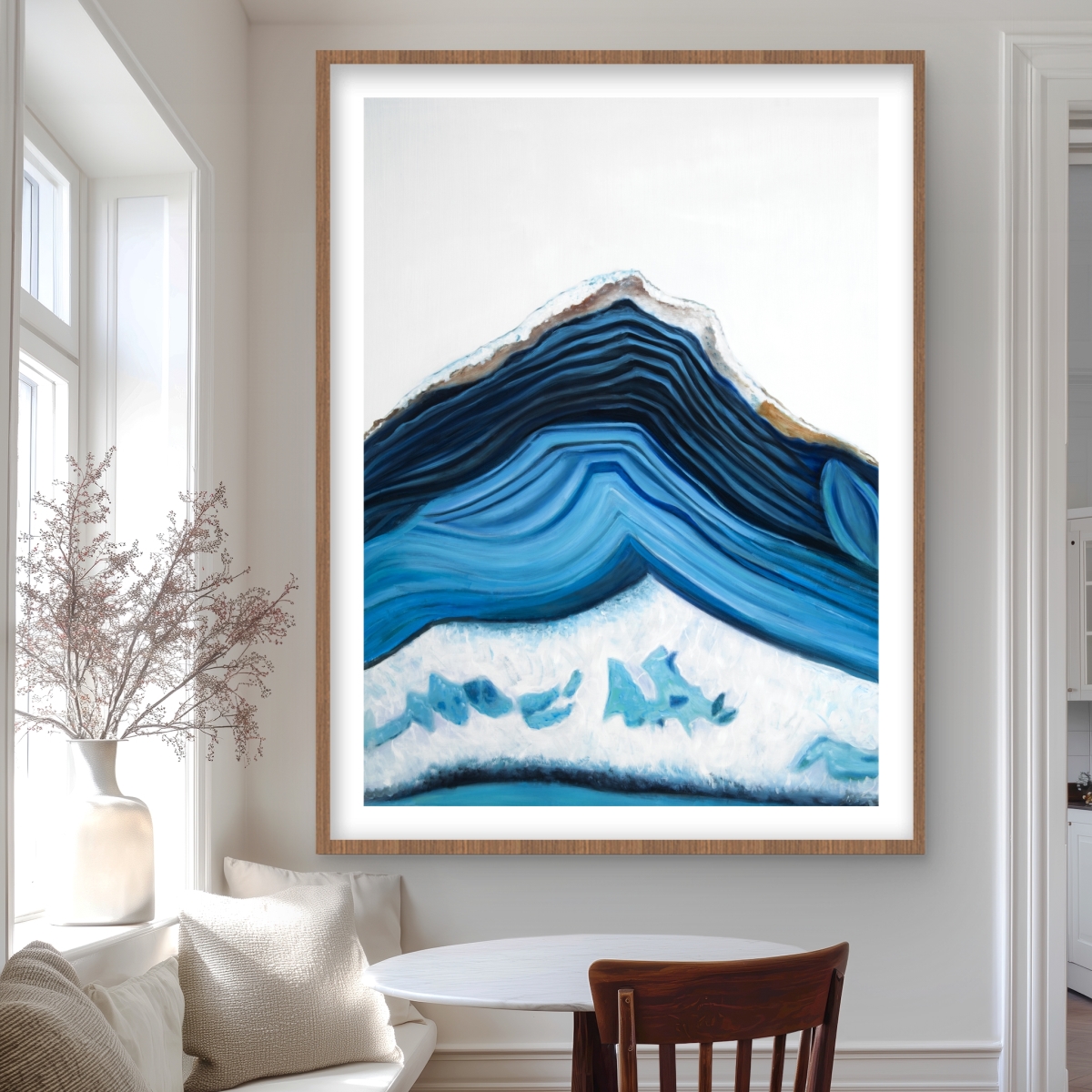 C1FM3648TZ91QZ 36 x 48 in. Blue Geode Profile - Minerals Hyperrealist Framed Print