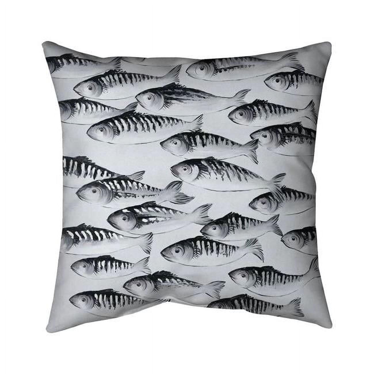 5542-2020-AN435 20 x 20 in. Grey School of Fish-Double Sided Print Outdoor Pillow Cover