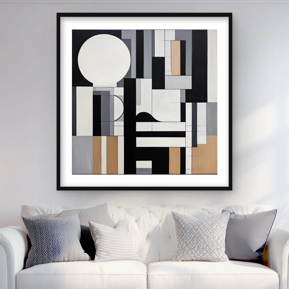 C1FM3636IR4OMS 36 x 36 in. Overload - Patterns Black Framed Matted Print for Home Decor