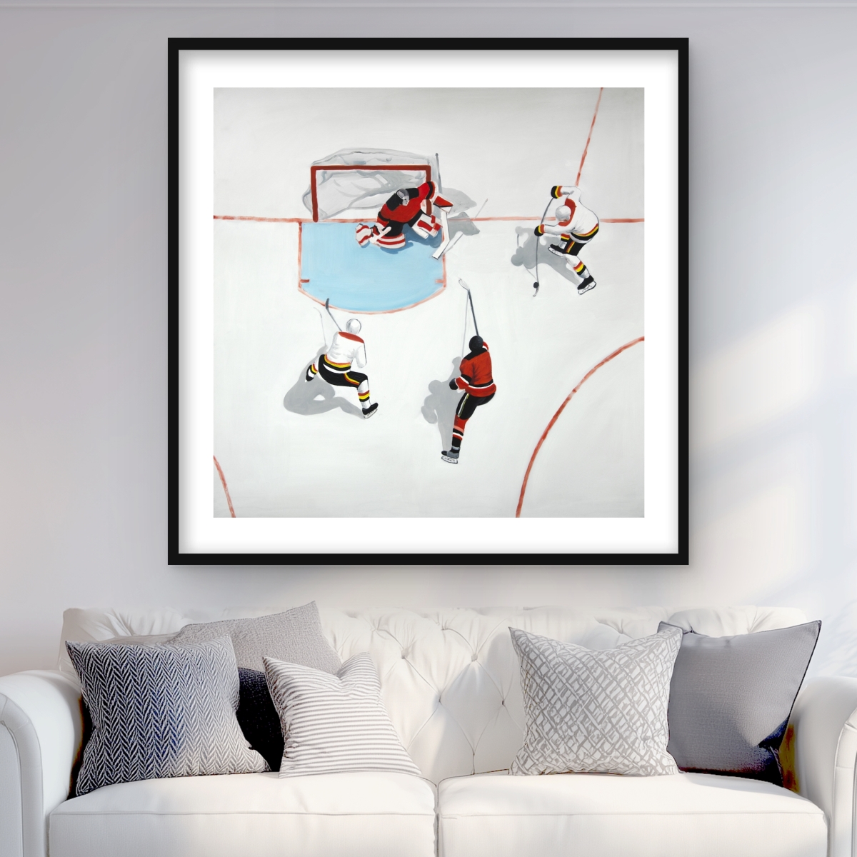 C1FM3636MBIN6B 36 x 36 in. Eventful Hockey Game - Shoes Man Cave Framed Print Decor