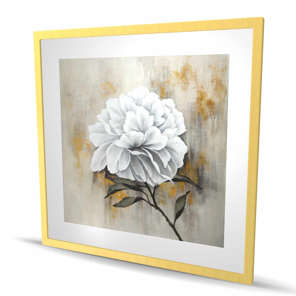 C1FM3636MZ1XYI 36 x 36 in. White Peony Framed Matted Print - Livingroom Floral Decor