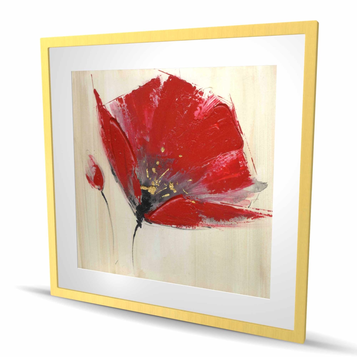 C1FM3636E95ZYK 36 x 36 in. Two Red Flowers - Floral Framed Print for Home Decor