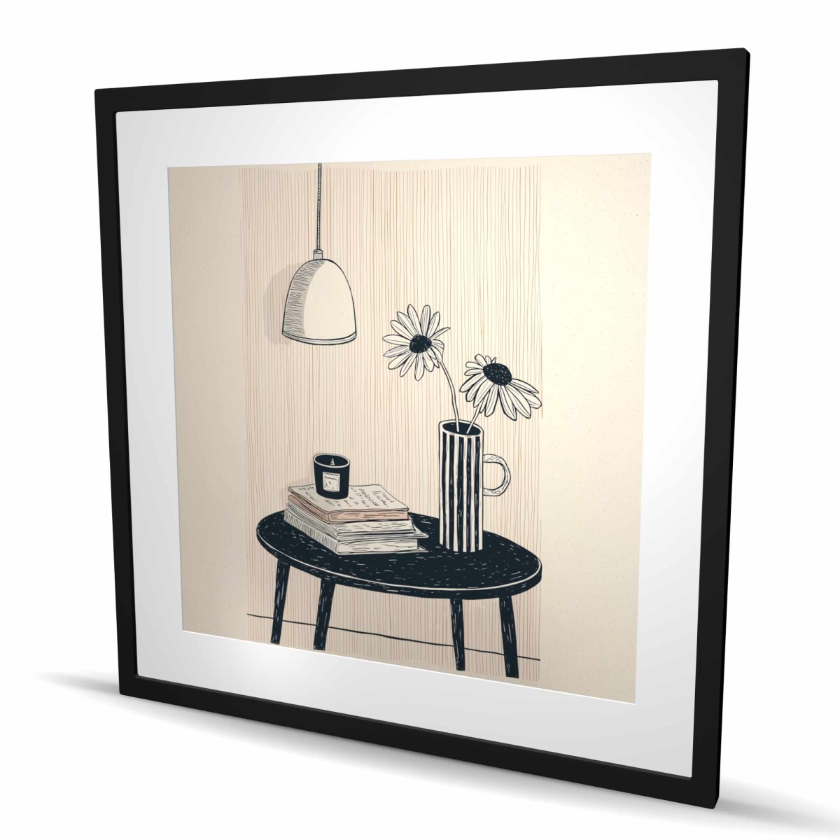 C1FM3636T3ECJ3 36 x 36 in. Rough Table - Still Life White Framed Matted Print for Decor