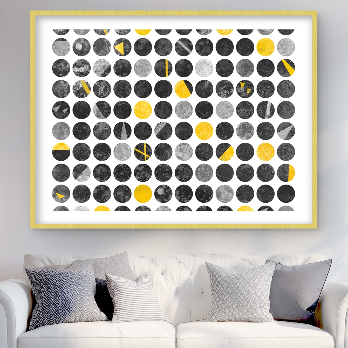 C1FM3648S30GN5 36 x 48 in. Abstract Grunge Circles - Gray Pattern Framed Matted Print
