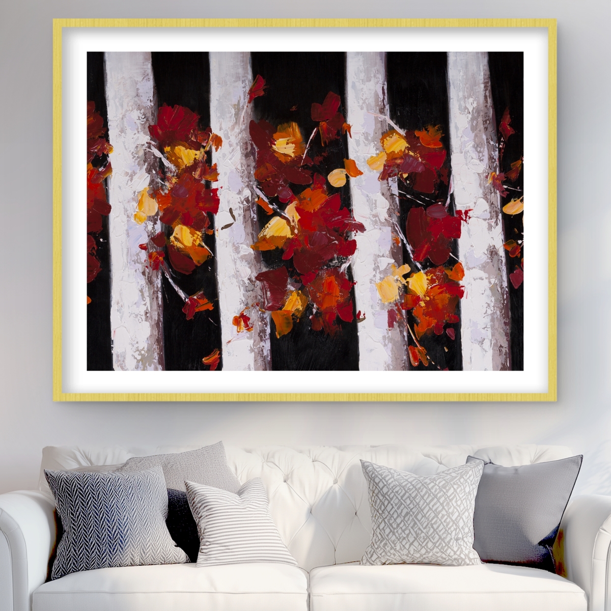 C1FM3648E368HL 36 x 48 in. Trees & Fall Leaves - Contemporary Framed Print for Decor