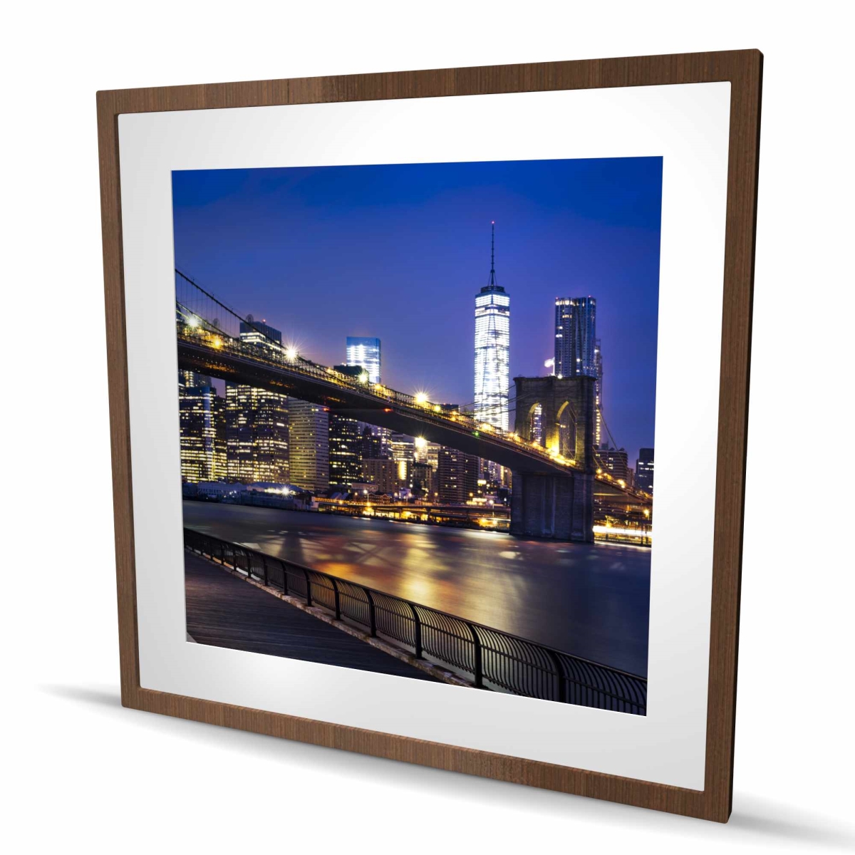 C1FM3636M696G7 36 x 36 in. City At Night - Industrial Framed Matted Print for Man Cave