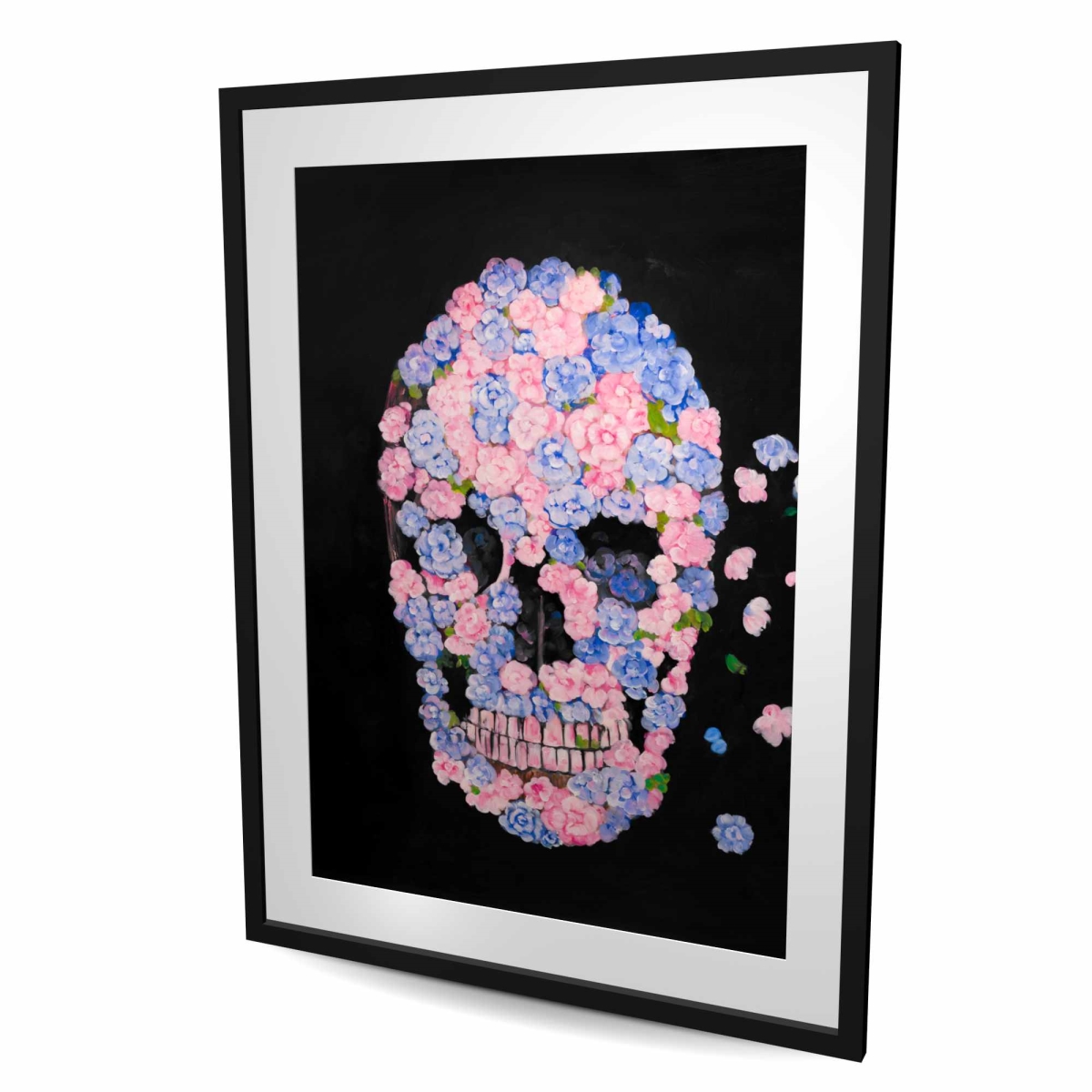 C1FM36487FBFTM 36 x 48 in. Flower Skull - Framed Matted Print for Bedroom Decor