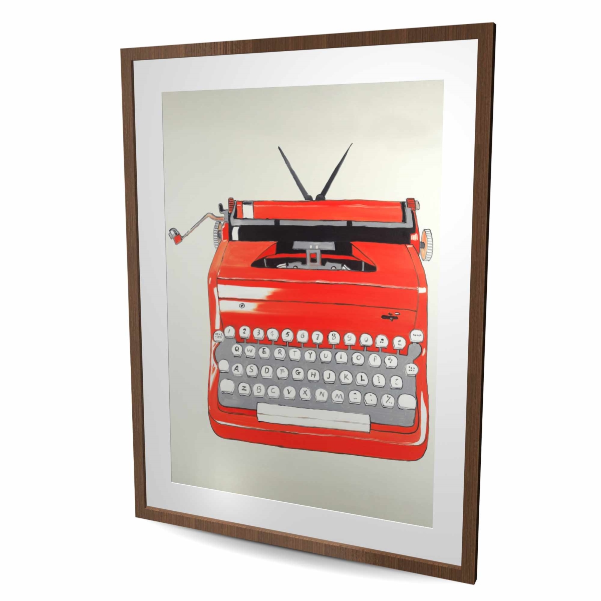 C1FM3648R6CE3N 36 x 48 in. Red Typewriter Machine - Framed Matted Print for Home Decor