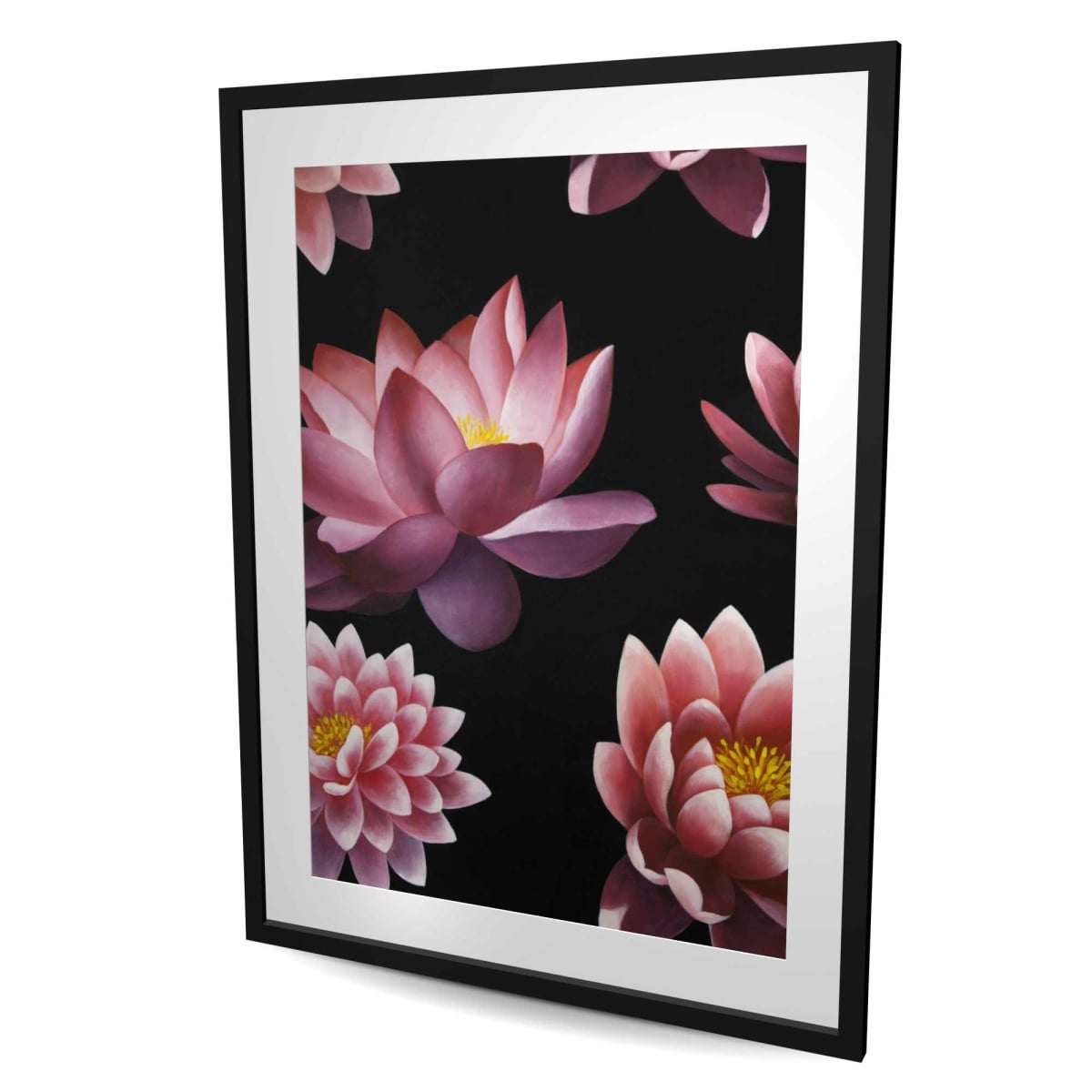C1FM3648RFOVVS 36 x 48 in. Lotus Flower Pattern - Botanical Bedroom Framed Print Decor