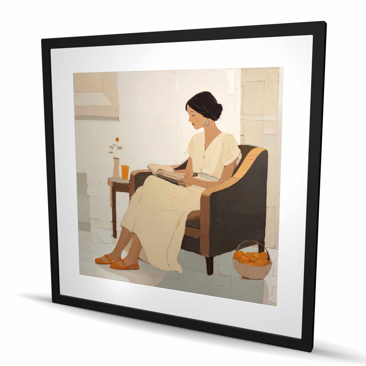 C1FM3636TX41UE 36 x 36 in. Small Break - Figurative White Framed Matted Print for Decor