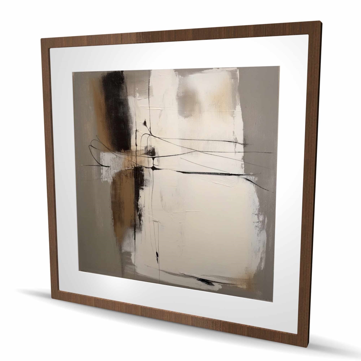 C1FM3636Z70LN1 36 x 36 in. Rusty Splashes - Abstract White Framed Matted Print Decor