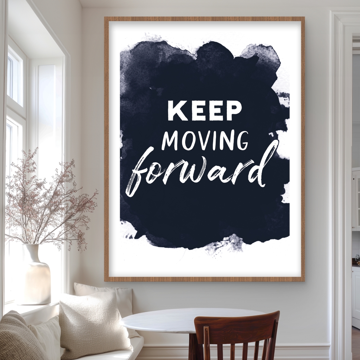 C1FM3648OY13QD 36 x 48 in. Keep Moving Forward - Livingroom Blue Framed Matted Print