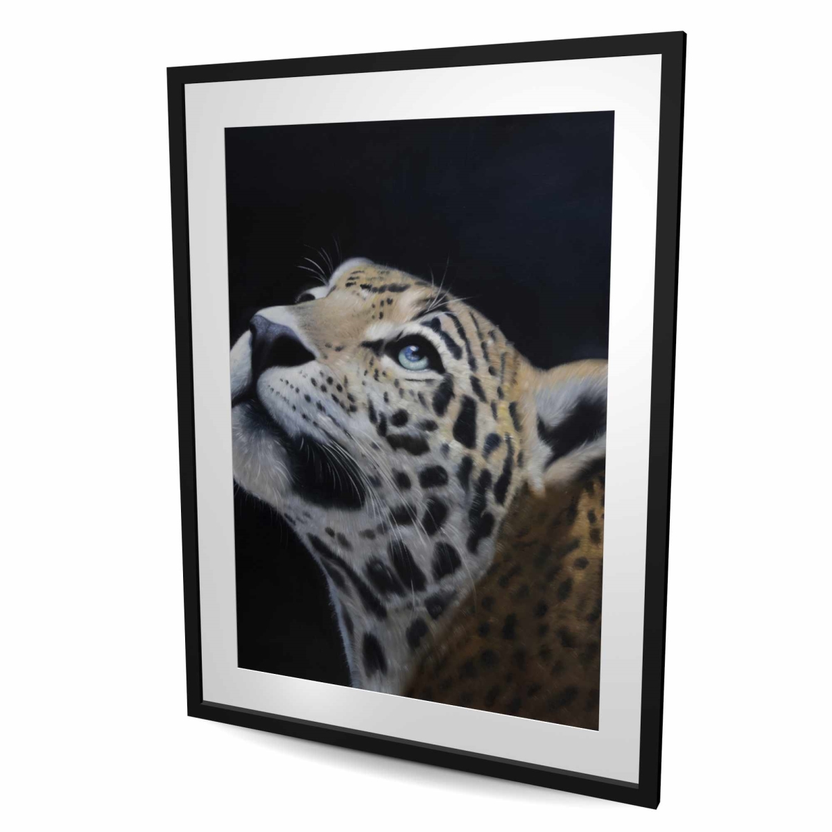 C1FM3648TTMD1O 36 x 48 in. Realistic Leopard Face Print - Brown Framed Matted Decor