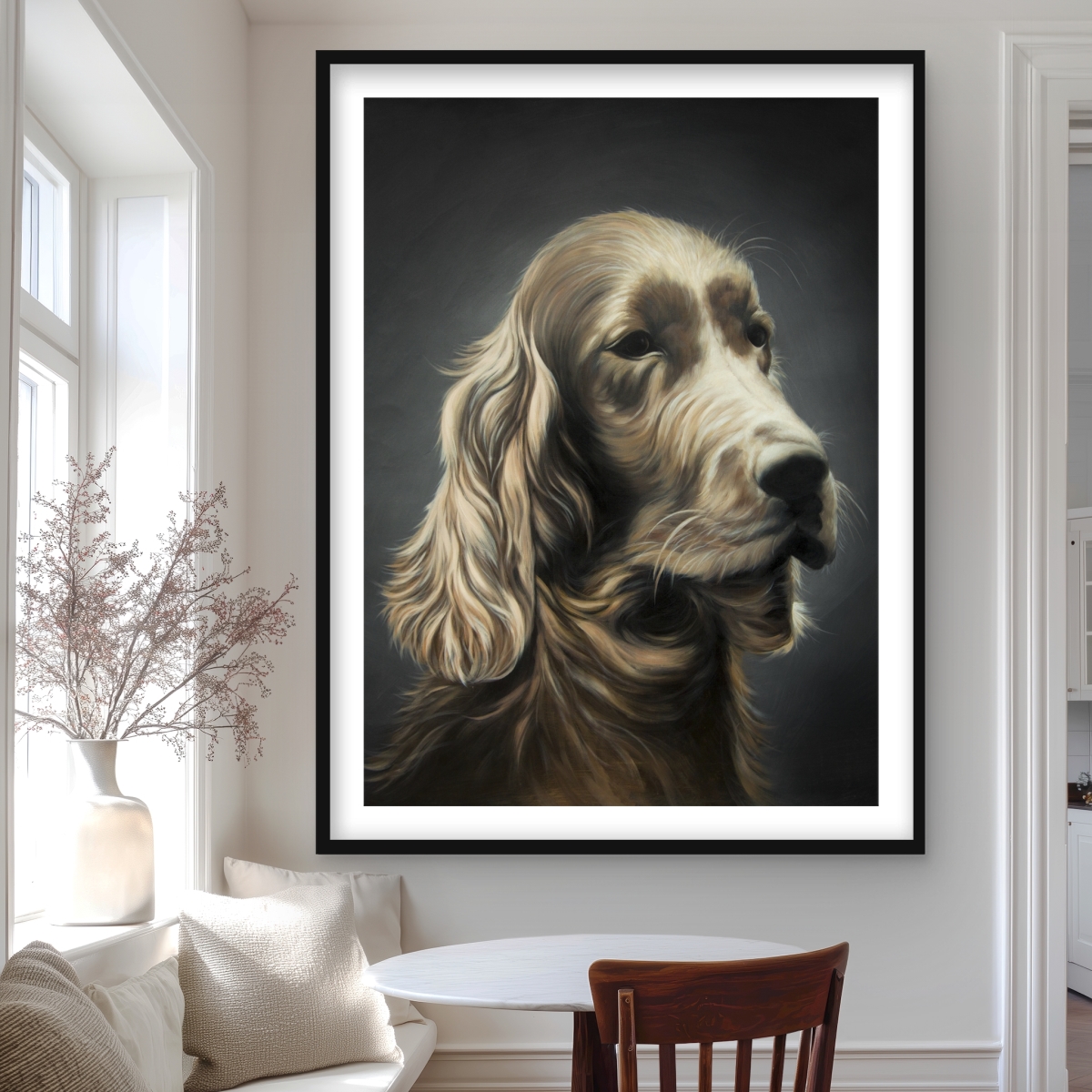 C1FM3648TZEX9X 36 x 48 in. Field Spaniel - Brown Framed Matted Print for Home Decor