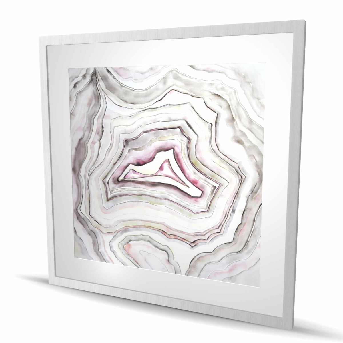 C1FM3636M3B2FP 36 x 36 in. Geode Pink Pattern Framed Matted Print - Home Decor Accent