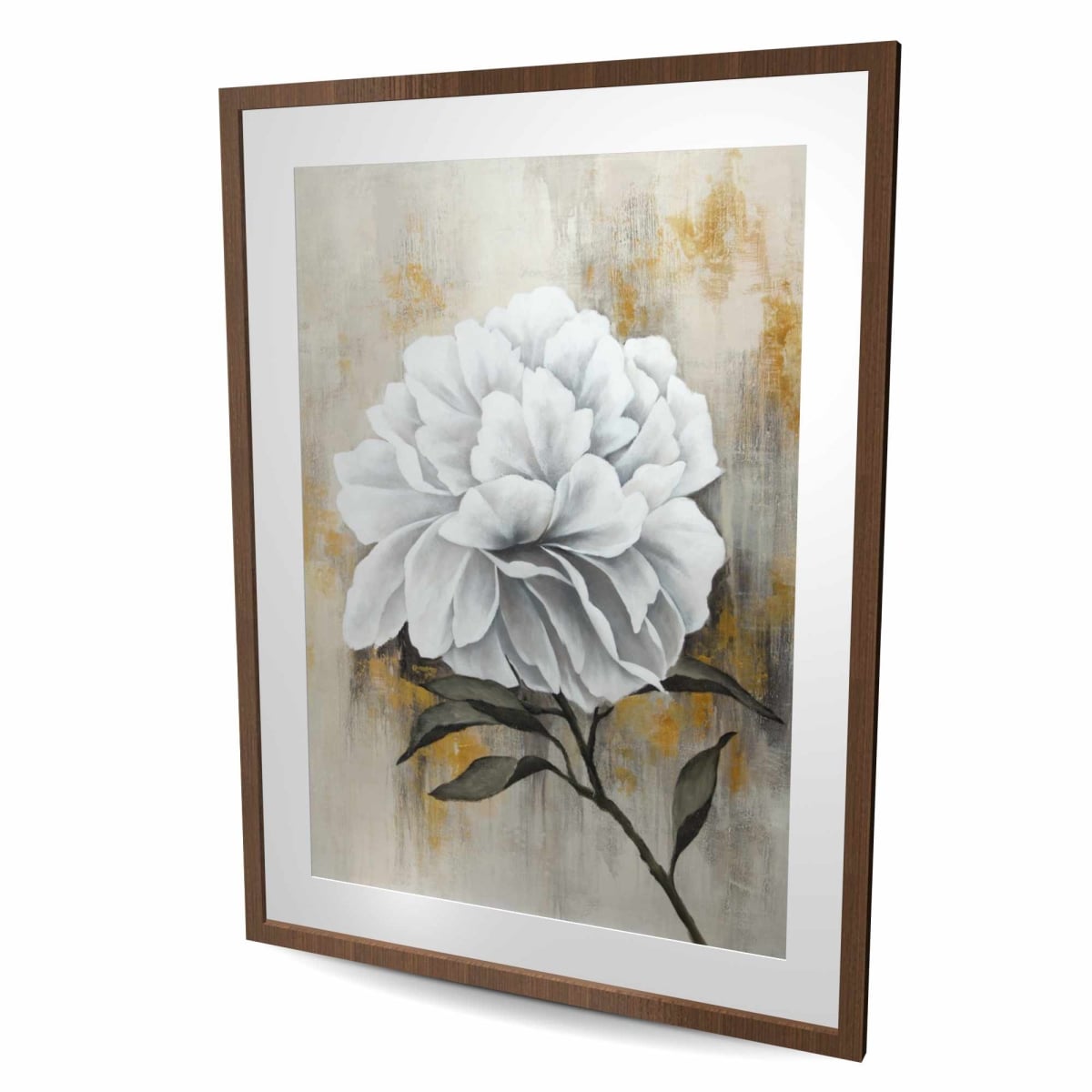 C1FM3648S7TD52 36 x 48 in. White Peony - Rustic Framed Matted Print for Home Decor