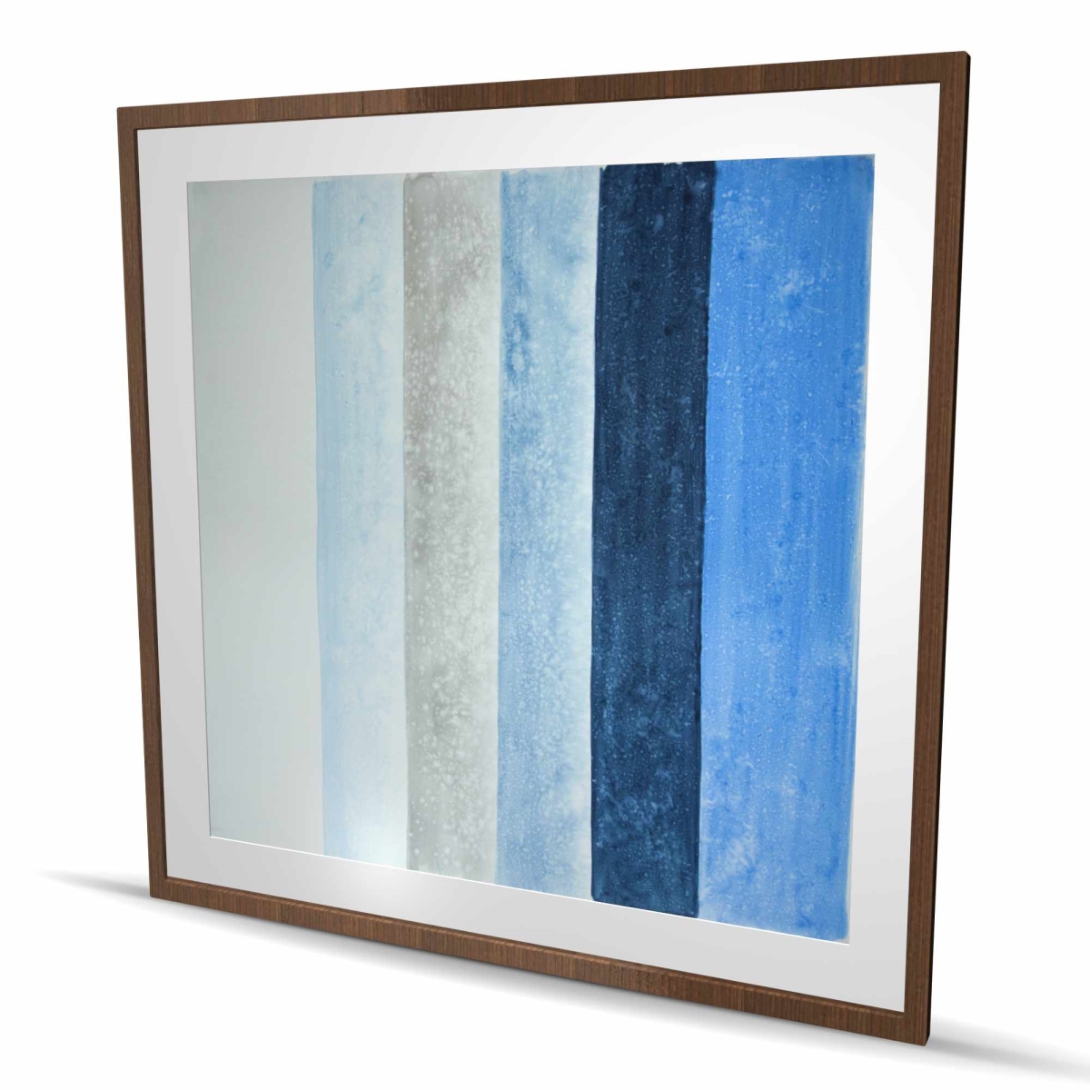 C1FM4848KTL2GI 48 x 48 in. Blue Stripes - Contemporary Abstract Framed Matted Print