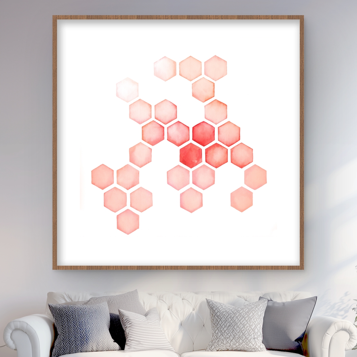 C1FM4848L6MVS9 48 x 48 in. Multiple Alveoles - Office Pattern Framed Matted Print Decor