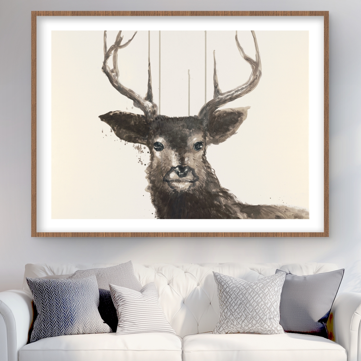 C1FM3648EAEJRV 36 x 48 in. Abstract Deer - Rustic Framed Matted Print for Home Decor