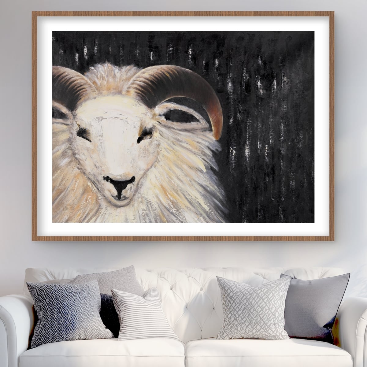 C1FM36481H28FA 36 x 48 in. Bushy Ram - Black Framed Matted Print for Home Decor